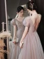 Chic / Beautiful Dusky Pink Prom Dresses 2022 A-Line / Princess V-Neck Beading Short Sleeve Backless Floor-Length / Long Prom Formal Dresses