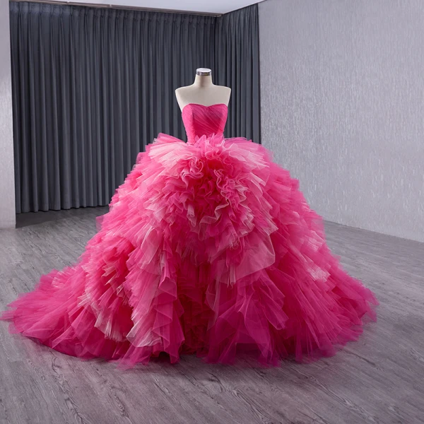 2024 Long Formal Dress Fuchsia Prom Dress Satin Strapless