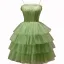 Sexy Vert Cendré Étoile Paillettes Courte Robe De Fête 2023 Bretelles Spaghetti Volants en Cascade Sans Manches Dos Nu Cocktail Soirée Robe De Ceremonie