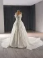Luxury / Gorgeous White Handmade  Beading Sequins Pearl Flower Chapel Train Wedding Dresses 2024 Trumpet / Mermaid Strapless Sleeveless Backless Wedding