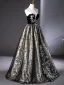 Elegant Black Lace Flower Prom Dresses 2024 Ball Gown Strapless Sleeveless Backless Floor-Length / Long Prom Formal Dresses