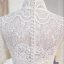 Modest / Simple Elegant Ivory Lace Flower Satin Wedding Dresses 2023 Ball Gown High Neck Short Sleeve Bow Sash Floor-Length / Long Wedding