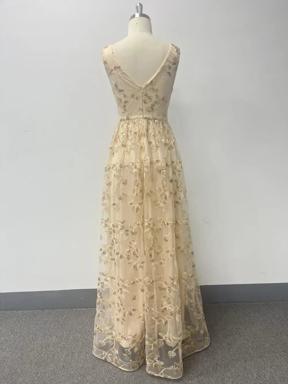 chinese dress ladies Champagne tulle lace long prom dress, champagne evening dress Y920 –  Simplepromdress