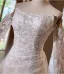 Légère Blanche En Dentelle Fleur Robe De Mariée 2024 Trompette / Sirène De l'épaule Manches Longues Dos Nu Train De Balayage Mariage