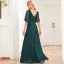 Bling Bling Vert Foncé Perlage Paillettes Robe De Soirée 2024 Princesse V-Cou Manches Courtes Dos Nu Longue Promo Robe De Ceremonie