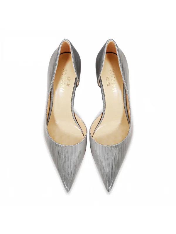Charmant Argenté Soirée Escarpins 2026 Cuir 12 cm Talons Aiguilles À Bout Pointu Escarpins Talons Hauts
