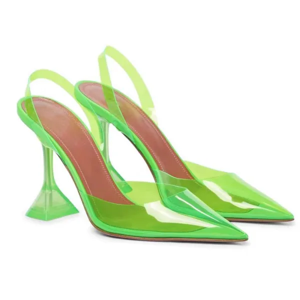 Sexy Transparent Silver Evening Party Summer Womens Sandals 2022 9 cm Stiletto Heels Pointed Toe Womens Sandals High Heels