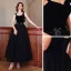 Chic / Beautiful Black Rhinestone Bow Prom Dresses 2022 A-Line / Princess Spaghetti Straps Sleeveless Backless Floor-Length / Long Prom Formal Dresses