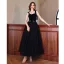 Chic / Beautiful Black Rhinestone Bow Prom Dresses 2022 A-Line / Princess Spaghetti Straps Sleeveless Backless Floor-Length / Long Prom Formal Dresses
