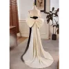 Sexy Black Evening Dresses 2023 Trumpet / Mermaid Strapless Sleeveless Backless Bow Sweep Train Evening Party Formal Dresses