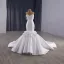 Haut de Gamme Blanche Fait main Appliques Perlage Perle Faux Diamant Corset  Robe De Mariée 2025 Trompette / Sirène Bustier Sans Manches Dos Nu Chapel Train