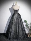 Chic / Beautiful Black Spotted Prom Dresses 2023 Ball Gown Strapless Sleeveless Backless Floor-Length / Long Formal Dresses