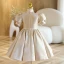 Chic / Beautiful Sky Blue Glitter Short Flower Girl Dresses 2022 A-Line / Princess Scoop Neck Pearl Short Sleeve Birthday Flower Girl Dresses