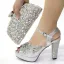 Charming Silver Rhinestone Evening Party Womens Sandals Clutch Bags 2023 10 cm Thick Heels Open / Peep Toe Sandals High Heels Clutch Bags