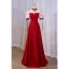 Chinese style Burgundy Pearl Satin Cheongsam Evening Dresses Prom Dresses 2023 A-Line / Princess High Neck Short Sleeve Backless Floor-Length / Long Evening Party Prom Dresses Formal Dresses