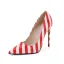 Fashion Street Wear Yellow Stripe Pumps 2023 12 cm Stiletto Heels Pointed Toe Pumps High Heels