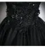 Elegant Black Appliques Glitter Prom Dresses 2026 Ball Gown Off-The-Shoulder Short Sleeve Backless Floor-Length / Long Formal Dresses