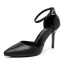 Schlicht Schwarz Büro OL Damen schuhe 2026 Knöchelriemen 9 cm Stilettos Spitzschuh Hochhackige