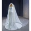 Haut de Gamme Blanche Fait main Perlage Perle Paillettes Robe De Mariée 2023 Trompette / Sirène Encolure Dégagée Manches Longues Tribunal Train Mariage