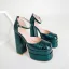 Fashion Dark Green Cocktail Party Womens Sandals 2022 Ankle Strap 10 cm Thick Heels Square Toe Sandals High Heels