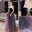 Chic / Beautiful Gradient-Color Purple Glitter Prom Dresses 2022 A-Line / Princess Square Neckline Puffy Short Sleeve Backless Bow Floor-Length / Long Prom Formal Dresses