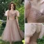Chic / Belle Rougissant Rose Anniversaire Robe De Fête 2022 Princesse Encolure Carrée Gonflée Manches Courtes Dos Nu Longue Robe De Ceremonie