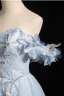 Chic / Beautiful Sky Blue Beading Appliques Prom Dresses 2024 A-Line / Princess Off-The-Shoulder Sleeveless Backless Floor-Length / Long Prom Formal Dresses