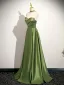 Sexy Sage Green Prom Dresses 2025 A-Line / Princess Strapless Sleeveless Backless Floor-Length / Long Formal Dresses