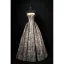 Charming Champagne Gold Printing Prom Dresses 2024 A-Line / Princess Strapless Sleeveless Backless Floor-Length / Long Prom Formal Dresses