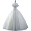 Modern / Fashion Sky Blue Glitter Beading Sequins Prom Dresses 2023 Ball Gown Strapless Sleeveless Backless Floor-Length / Long Prom Formal Dresses