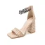 Sexy Braun Abend Sandalen Damen 2022 Metall Knöchelriemen 10 cm Thick Heels Peeptoes Sandaletten Hochhackige