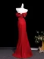 Sexy Red Evening Dresses 2026 Trumpet / Mermaid Off-The-Shoulder Short Sleeve Backless Floor-Length / Long Formal Dresses