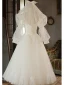 Elegant Ivory Pearl Wedding Dresses 2023 A-Line / Princess High Neck 3/4 Sleeve Backless Floor-Length / Long Wedding