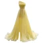 Chic / Beautiful Yellow Summer Sequins Prom Dresses 2022 A-Line / Princess One-Shoulder Sleeveless Backless Split Front Sweep Train Formal Dresses