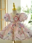 Chic / Beautiful Multi-Colors Sequins Short Birthday Flower Girl Dresses 2023 Ball Gown V-Neck Puffy Short Sleeve