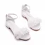 Schöne Weiß Ball Applikationen Sandalen Damen 2023 Knöchelriemen Peeptoes Low Heel Sandaletten Hochhackige