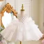 Voluminous Champagne Beading Sequins Cascading Ruffles Birthday Short Flower Girl Dresses 2026 Ball Gown Scoop Neck Sleeveless Backless