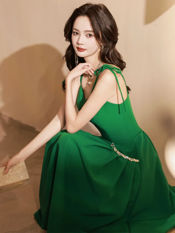 Chic Beautiful Green Homecoming Graduation Dresses 2023 A-Line Princess Spaghetti Straps