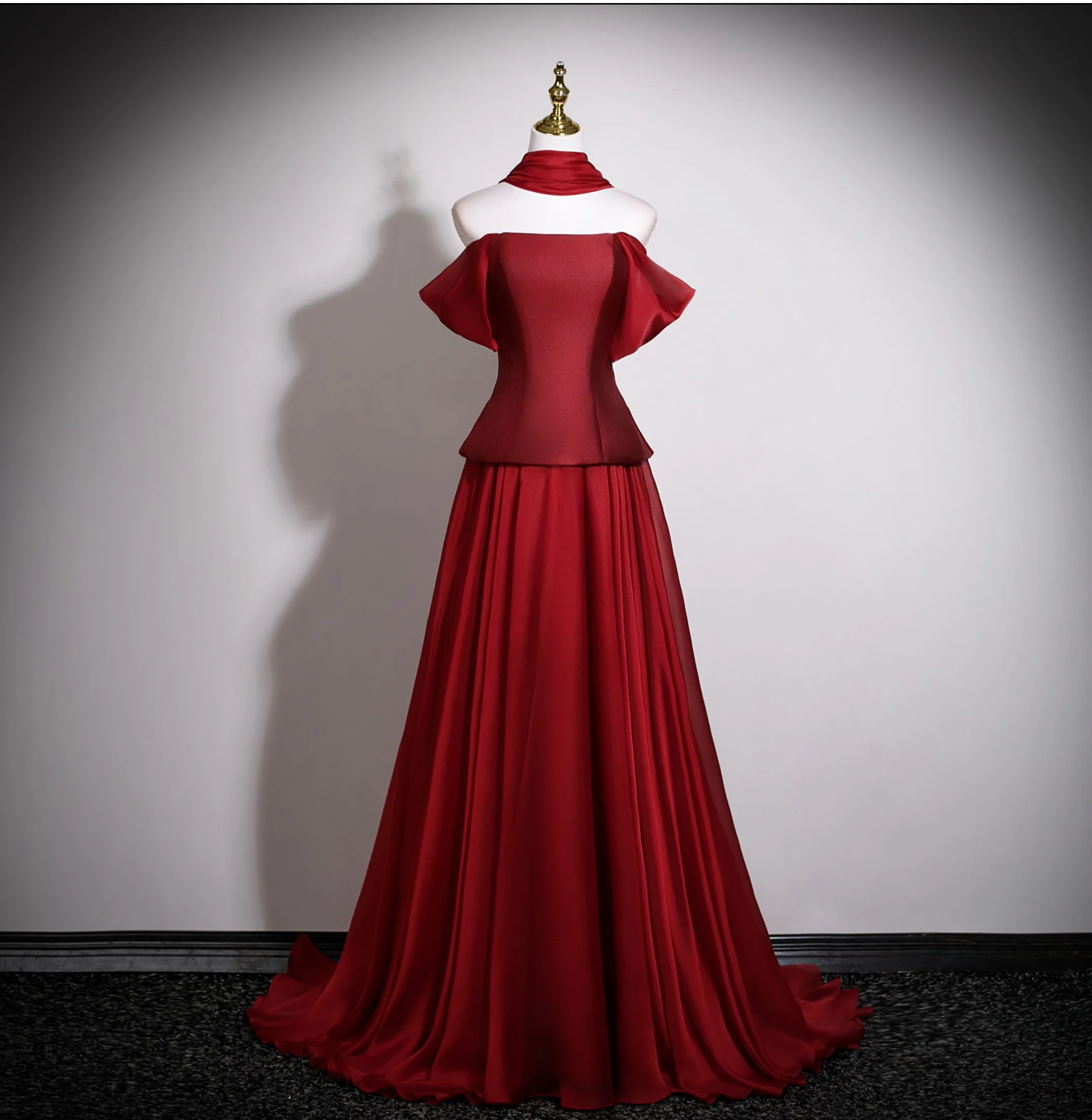 prom dresses 2025 burgundy Burgundy Rosette Prom Dresses 2025 Strapless Sparkly Tulle Ball Gown 25057 Custom Colors / US0