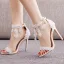 Sexy White Pearl Lace Flower Ankle Strap Wedding Shoes 2025 11 cm Stiletto Heels Open / Peep Toe Wedding Sandals High Heels