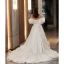 Elegant Ivory Satin Wedding Dresses 2023 A-Line / Princess Off-The-Shoulder Puffy Short Sleeve Backless Court Train Wedding