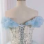 Modern / Fashion Sky Blue Glitter Beading Sequins Prom Dresses 2023 Ball Gown Strapless Sleeveless Backless Floor-Length / Long Prom Formal Dresses