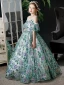 Vintage / Retro Green Sequins Birthday Flower Girl Dresses 2024 Ball Gown Scoop Neck Short Sleeve Floor-Length / Long