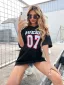 Fashion Women Black Tops Loose T-Shirts 2021 Printing Letter Graphic Cotton Scoop Neck Summer Street Wear