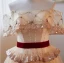 Charming Gold Beading Pearl Rhinestone Prom Dresses 2023 A-Line / Princess Off-The-Shoulder Short Sleeve Backless Floor-Length / Long Formal Dresses