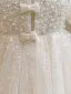 Elegant White Beading Pearl Sequins Wedding Flower Girl Dresses 2024 Ball Gown High Neck Short Sleeve Flower Girl Dresses Floor-Length / Long Tulle