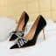 Chic / Belle Noire Faux Diamant Soirée Satin Escarpins Talons Hauts 2023 10 cm Talons Aiguilles À Bout Pointu Escarpins