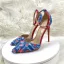 Fashion Red Denim Evening Party Womens Shoes 2024 Ankle Strap 12 cm Stiletto Heels Pointed Toe High Heels