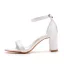 Sexy Weiß Abend Sandalen Damen 2023 Knöchelriemen 7 cm Thick Heels Peeptoes Sandaletten Hochhackige