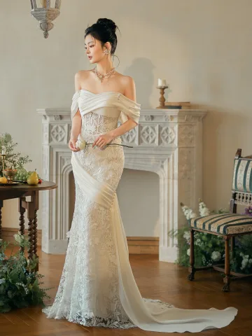 Haut De Gamme Blanche Perle En Dentelle Fleur Robe De Mariée 2025 Trompette Sirène De L Épaule Sans Manches Dos Nu Train De Balayage Mariage